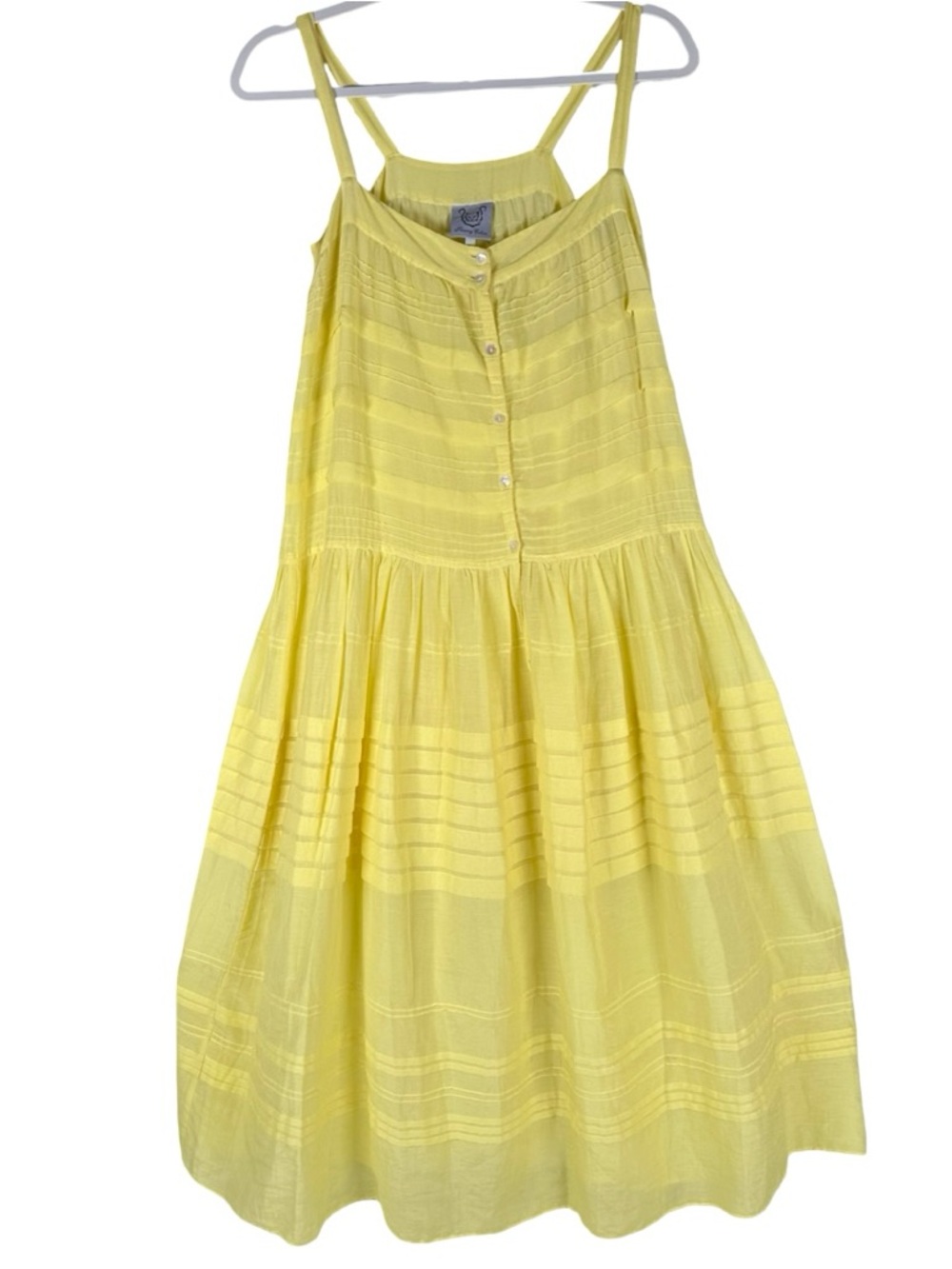 Thierry Colson Yellow Silk Cotton Blend Sleeveless Stripe Midi Sun Dress Size XS